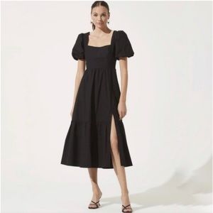 NWT ASTR the Label Poplin Puff Sleeve Tiered Dress
